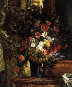 A Vase of Flowers on a Console